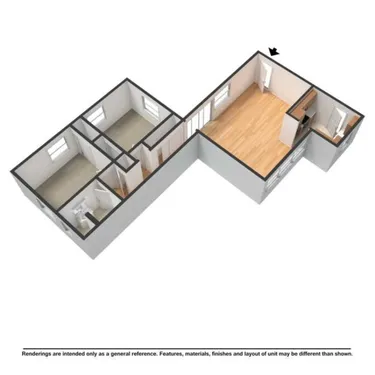 Floor plan for 2 beds, 1 bath, 850 sqft